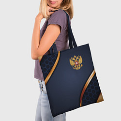 Сумка-шопер Blue & gold герб России, цвет: 3D-принт — фото 2