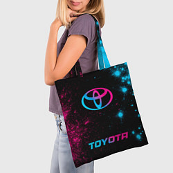 Сумка-шопер Toyota - neon gradient: символ, надпись, цвет: 3D-принт — фото 2