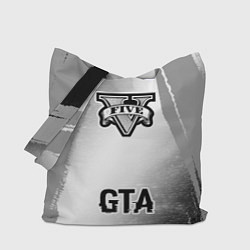 Сумка-шопер GTA glitch на светлом фоне: символ, надпись, цвет: 3D-принт