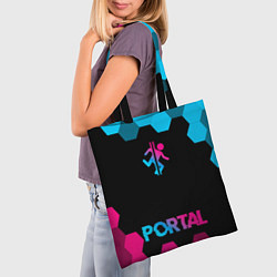 Сумка-шопер Portal - neon gradient: символ, надпись, цвет: 3D-принт — фото 2