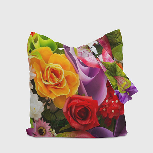 Сумка-шоппер Прекрасный цветочный букет / 3D-принт – фото 2