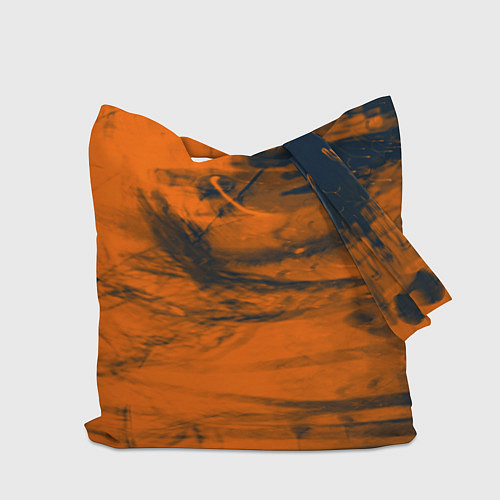 Сумка-шоппер Абстрактная оранжевая поверхность и чёрные тени / 3D-принт – фото 2