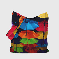 Сумка-шопер Разноцветные зонтики - композиция, цвет: 3D-принт
