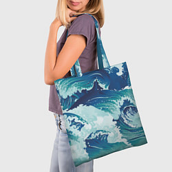 Сумка-шопер Несущиеся морские волны, цвет: 3D-принт — фото 2