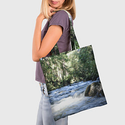 Сумка-шопер Течёт река в лесу, цвет: 3D-принт — фото 2