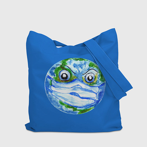 Сумка-шоппер Злая планета Земля в маске / 3D-принт – фото 2