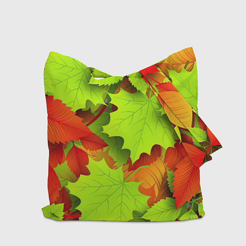 Сумка-шоппер Зелёные осенние листья / 3D-принт – фото 2