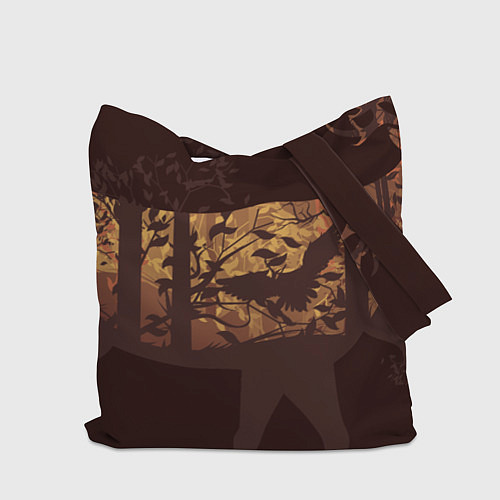 Сумка-шоппер Осенний лес в силуэте оленя / 3D-принт – фото 2
