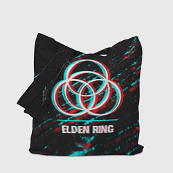 Сумка-шопер Elden Ring в стиле glitch и баги графики на темном, цвет: 3D-принт