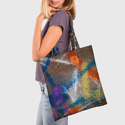 Сумка-шопер Рисунок цветными мелками на асфальте, цвет: 3D-принт — фото 2