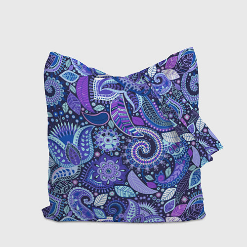 Сумка-шоппер Фиолетовые цветы узор / 3D-принт – фото 2