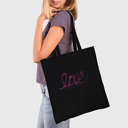Сумка-шопер Надпись любовь на черном фоне, цвет: 3D-принт — фото 2