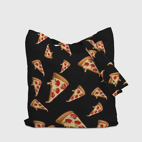 Сумка-шоппер Куски пиццы на черном фоне / 3D-принт – фото 2