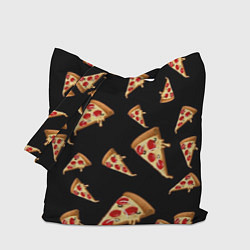 Сумка-шопер Куски пиццы на черном фоне, цвет: 3D-принт