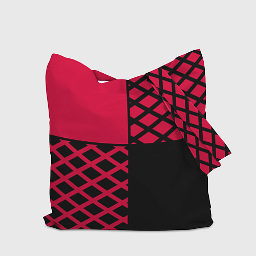 Сумка-шоппер Черно-красный геометрический узор / 3D-принт – фото 2