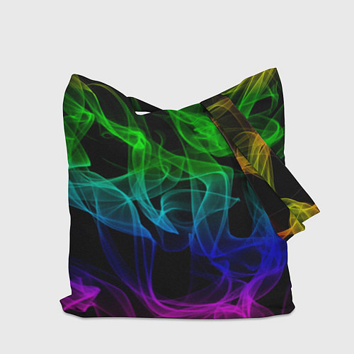 Сумка-шоппер Разноцветный неоновый дым / 3D-принт – фото 2
