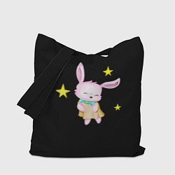 Сумка-шоппер Крольчонок танцует со звёздами на чёрном фоне