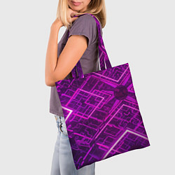 Сумка-шопер Абстрактные геометрические фиолетовые объекты, цвет: 3D-принт — фото 2