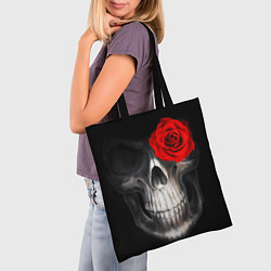 Сумка-шопер Роза на черепе, цвет: 3D-принт — фото 2