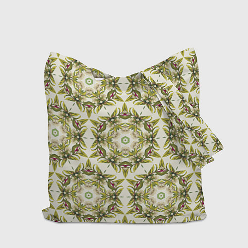 Сумка-шоппер Цветы абстрактные зелёные / 3D-принт – фото 2