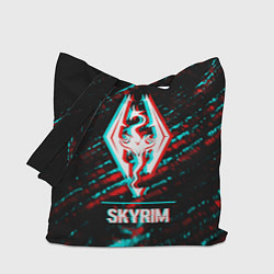 Сумка-шопер Skyrim в стиле glitch и баги графики на темном фон, цвет: 3D-принт