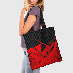 Сумка-шопер Красные брызги на черном фоне, цвет: 3D-принт — фото 2