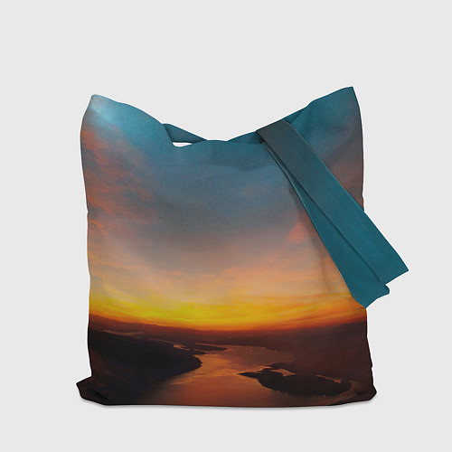 Сумка-шоппер Горная река на фоне заката / 3D-принт – фото 2