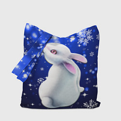 Сумка-шоппер Белый кролик в снежинках