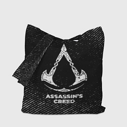 Сумка-шопер Assassins Creed с потертостями на темном фоне, цвет: 3D-принт