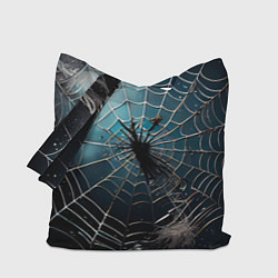 Сумка-шопер Halloween - паутина на фоне мрачного неба, цвет: 3D-принт