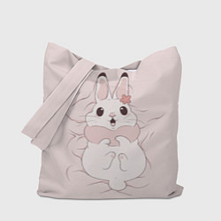 Сумка-шопер Милый кролик на розовом, цвет: 3D-принт