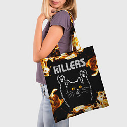 Сумка-шопер The Killers рок кот и огонь, цвет: 3D-принт — фото 2