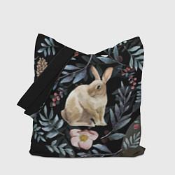 Сумка-шоппер Новогодний кролик - Веточки и цветочки