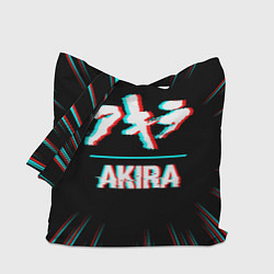 Сумка-шопер Символ Akira в стиле glitch на темном фоне, цвет: 3D-принт