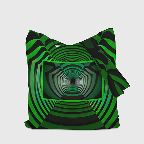 Сумка-шоппер Зелёный туннель - оптическая иллюзия / 3D-принт – фото 2