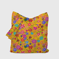 Сумка-шопер Нарисованные цветы - орнамент, цвет: 3D-принт