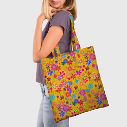 Сумка-шопер Нарисованные цветы - орнамент, цвет: 3D-принт — фото 2