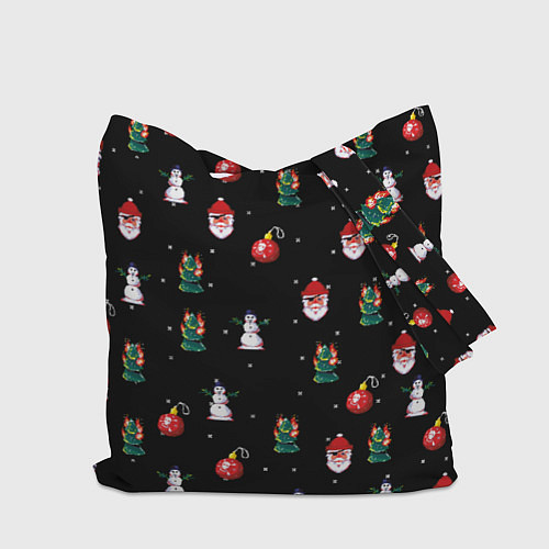 Сумка-шоппер Новогодний узор с крутым дедом / 3D-принт – фото 2