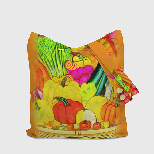 Сумка-шоппер Плетеная корзина, полная фруктов и овощей / 3D-принт – фото 2