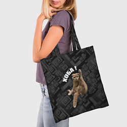 Сумка-шопер Хоба кот на темном фоне, цвет: 3D-принт — фото 2