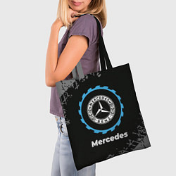 Сумка-шопер Mercedes в стиле Top Gear со следами шин на фоне, цвет: 3D-принт — фото 2