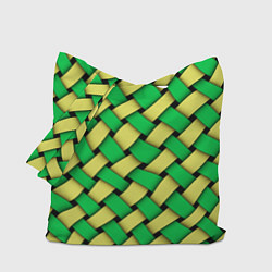 Сумка-шопер Жёлто-зелёная плетёнка - оптическая иллюзия, цвет: 3D-принт