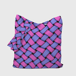 Сумка-шопер Фиолетово-сиреневая плетёнка - оптическая иллюзия, цвет: 3D-принт