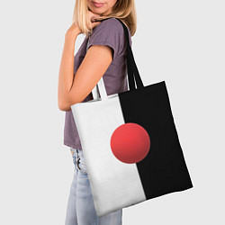 Сумка-шопер Красный шар на черно-белом фоне с объемным эффекто, цвет: 3D-принт — фото 2