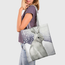 Сумка-шопер Милый кролик на снегу, цвет: 3D-принт — фото 2
