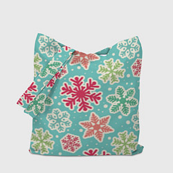 Сумка-шопер Весёлые снежинки, цвет: 3D-принт