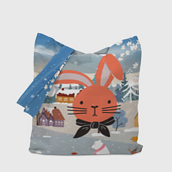 Сумка-шопер Мордочка кролика - новый год, цвет: 3D-принт