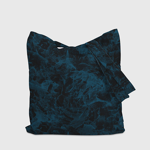 Сумка-шоппер Синий и черный мраморный узор / 3D-принт – фото 2