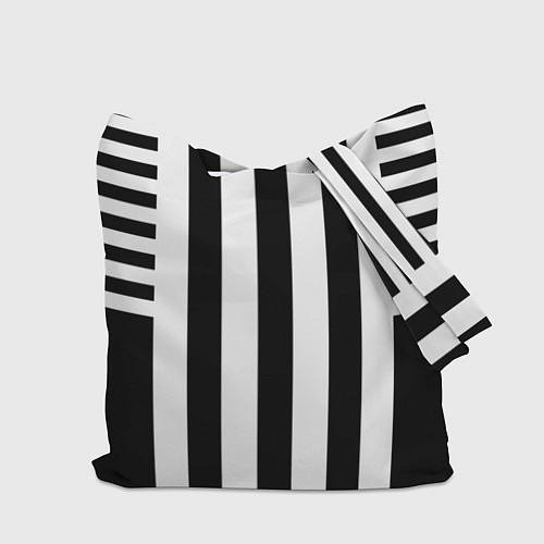 Сумка-шоппер Черно белый узор в полоску / 3D-принт – фото 2