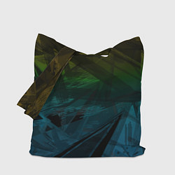 Сумка-шоппер Черный абстрактный узор на сине-зеленом фоне